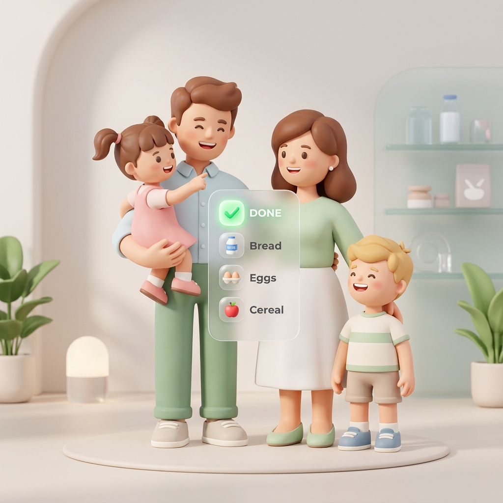 Famille avec un enfant, scène domestique chaleureuse